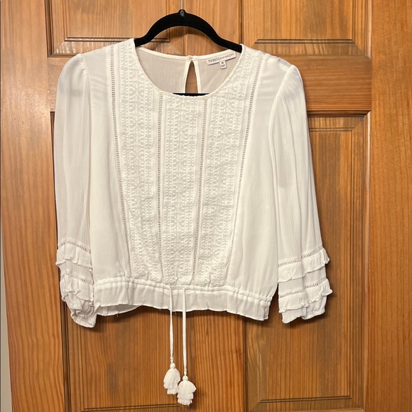 Rebecca Minkoff Ivory Blouse with Tassel Detail - Picture 1 of 3